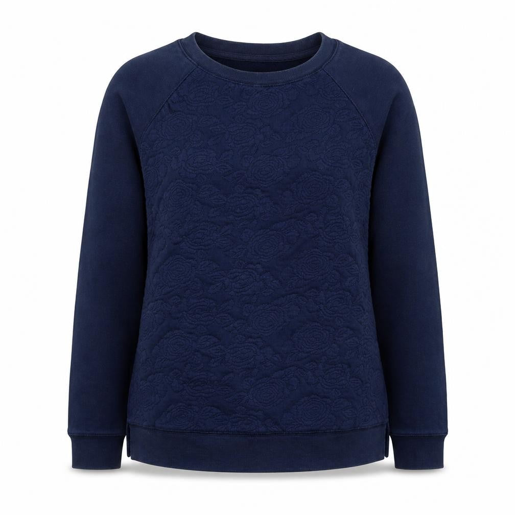 TU Womens Blue Floral Cotton Pullover Sweatshirt Size 10 Pullover
