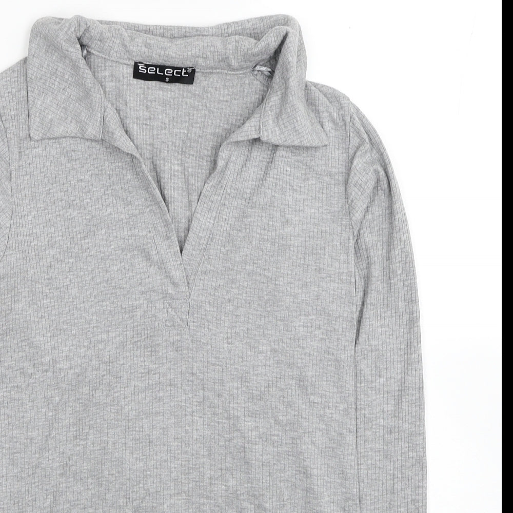 Select Womens Grey Cotton Jersey Polo Size S Collared
