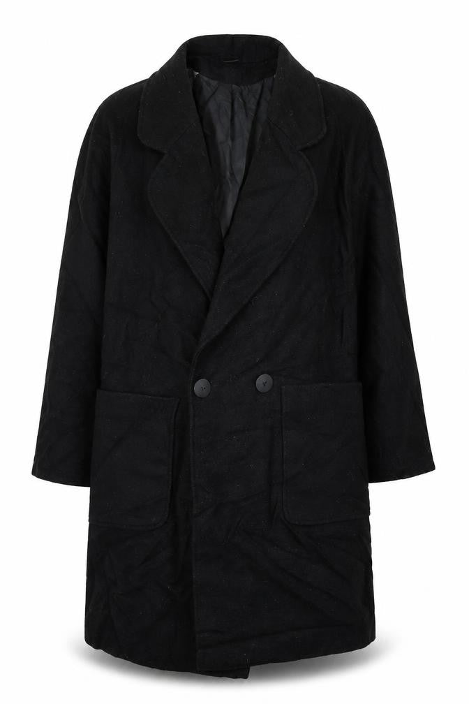 Preworn Womens Black Pea Coat Coat Size 12 Button