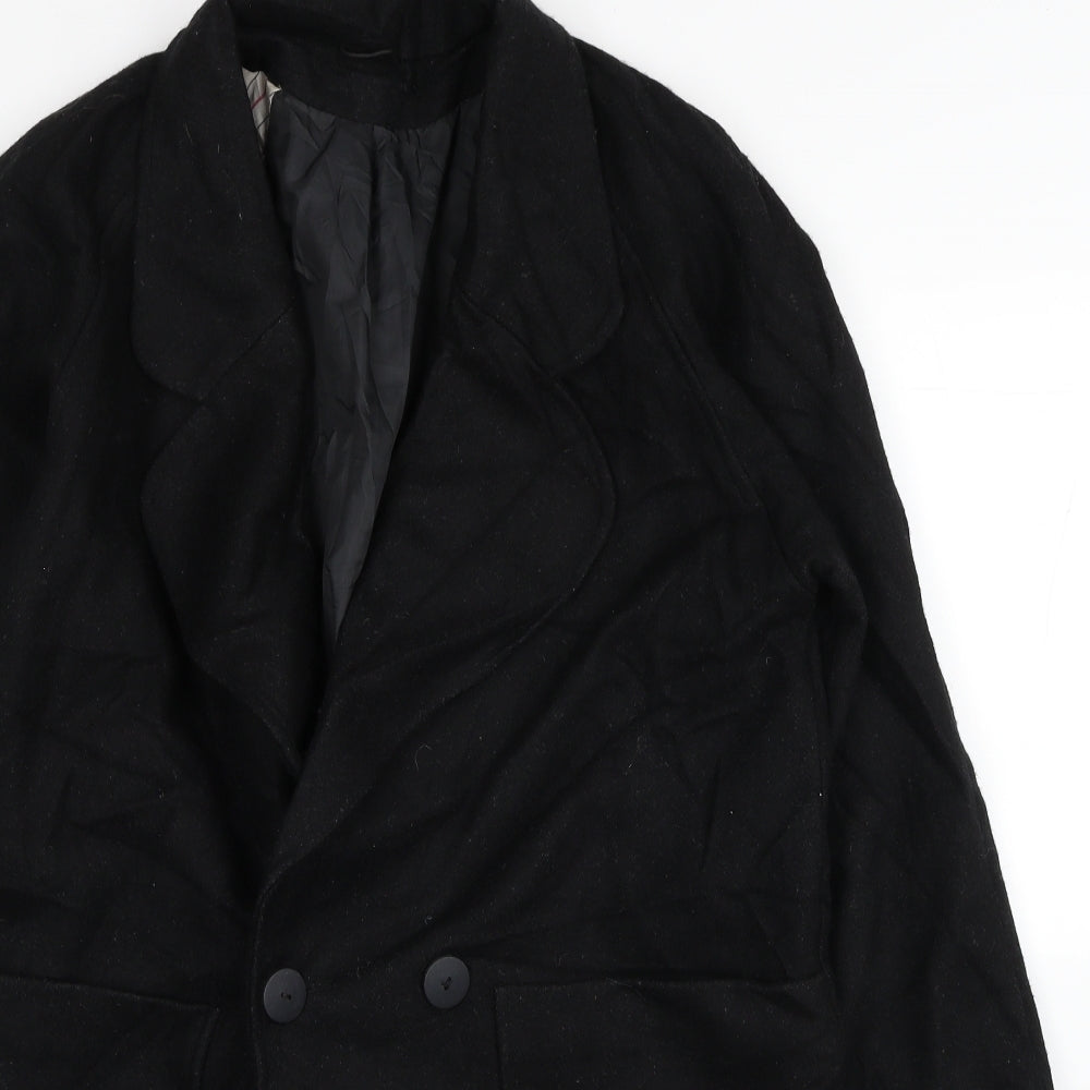 Preworn Womens Black Pea Coat Coat Size 12 Button