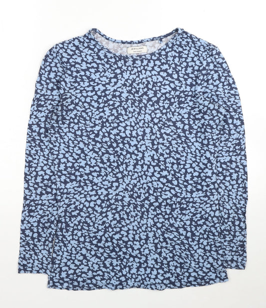 JD Williams Womens Blue Geometric Viscose Basic T-Shirt Size 10 Round Neck