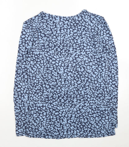 JD Williams Womens Blue Geometric Viscose Basic T-Shirt Size 10 Round Neck