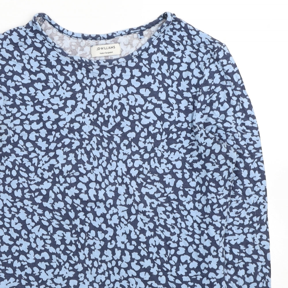 JD Williams Womens Blue Geometric Viscose Basic T-Shirt Size 10 Round Neck