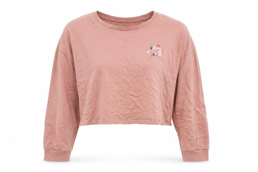 Divided by H&M Womens Pink Cotton Pullover Sweatshirt Size S Pullover - No Rain No Flowers
