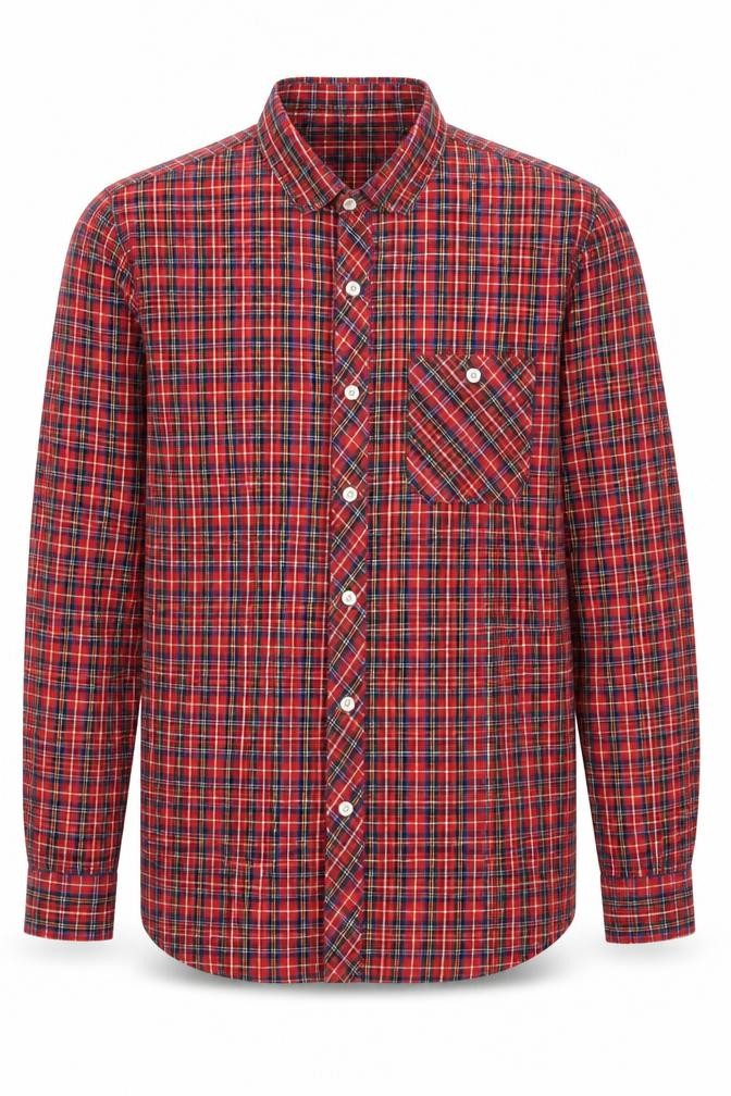 Topman Mens Red Plaid Cotton Button-Up Size M Collared Button