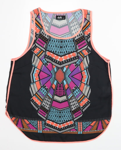 Dotti Womens Multicoloured Geometric Polyester Basic Tank Size 10 Scoop Neck
