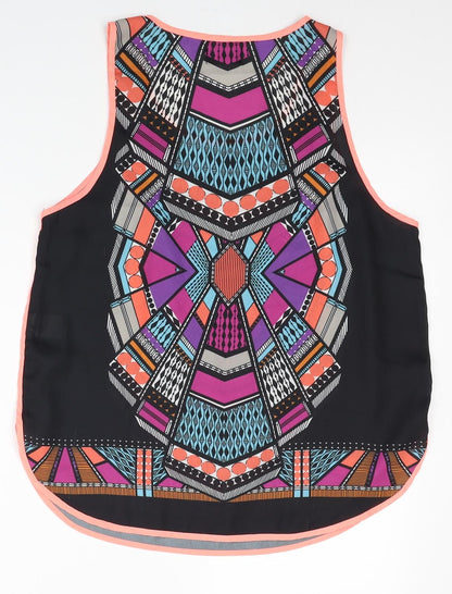Dotti Womens Multicoloured Geometric Polyester Basic Tank Size 10 Scoop Neck