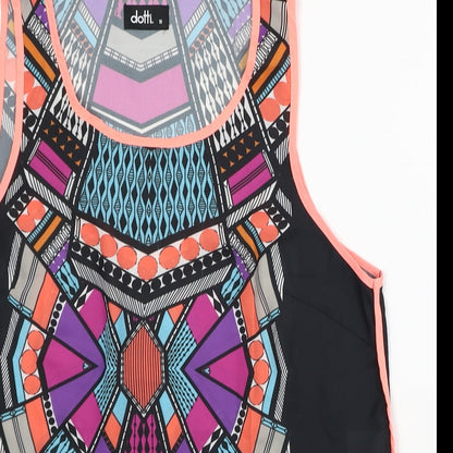 Dotti Womens Multicoloured Geometric Polyester Basic Tank Size 10 Scoop Neck