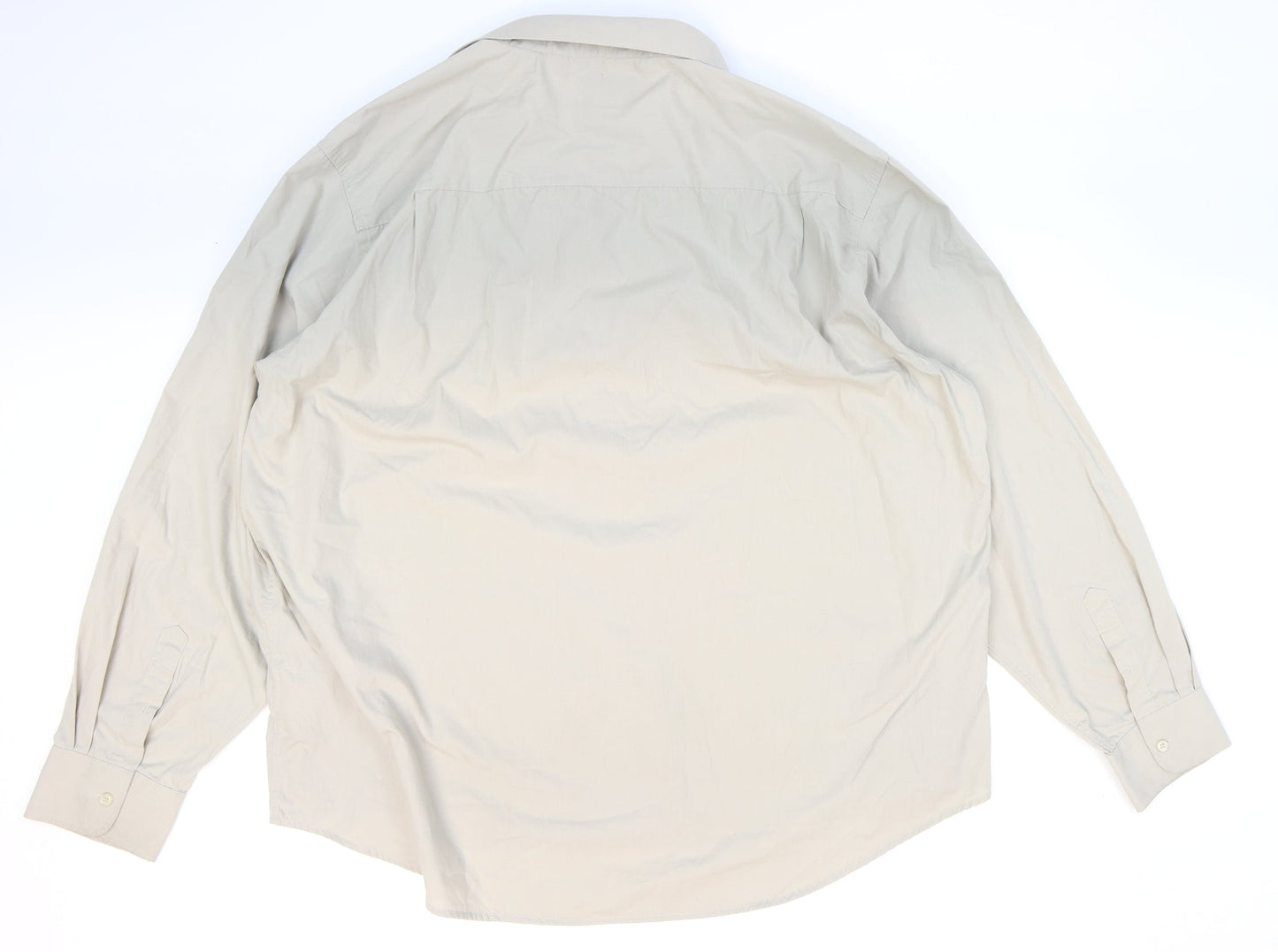 Mansize Mens Beige Polyester Button-Up Size 49 Collared Button