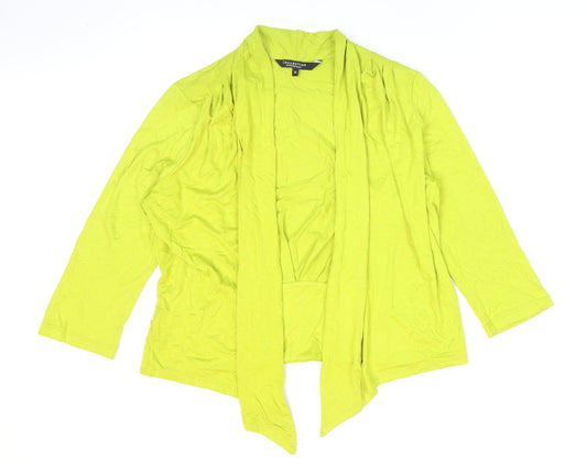 Debenhams Womens Green Viscose Kimono Blouse Size 14 V-Neck - Cropped