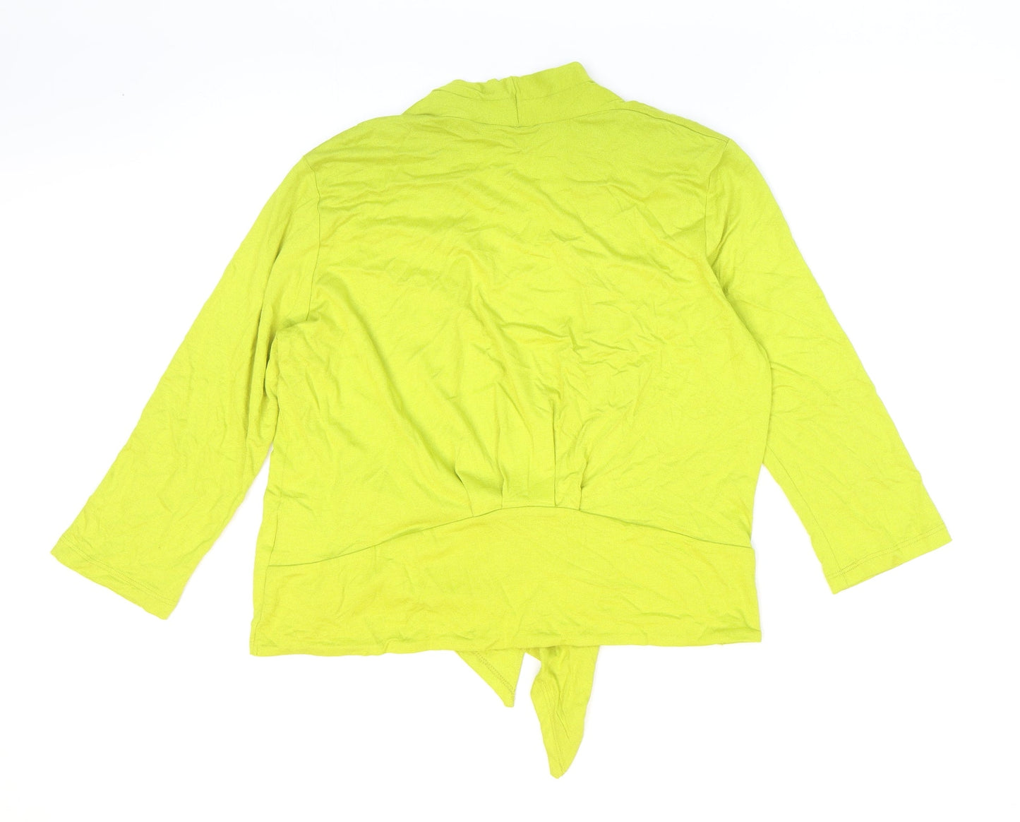 Debenhams Womens Green Viscose Kimono Blouse Size 14 V-Neck - Cropped