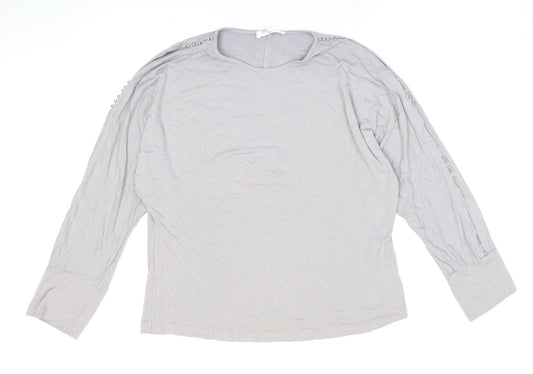 TwentyTwo Womens Grey Viscose Basic T-Shirt Size XL Boat Neck