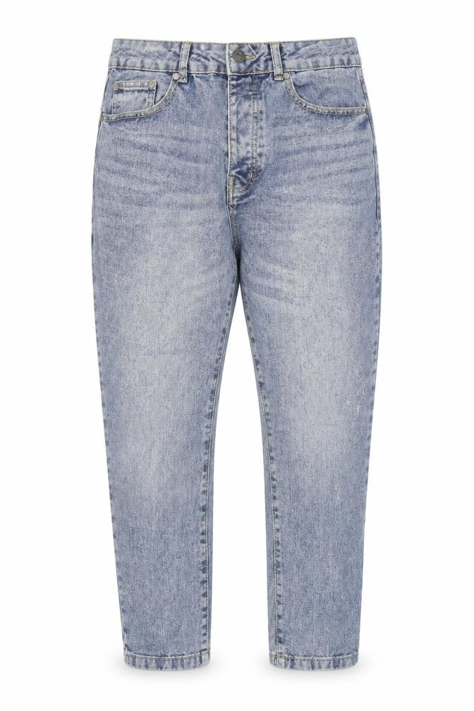 boohooMAN Mens Blue Cotton Tapered Jeans Size 32 in L25 in Regular Zip - Washed look