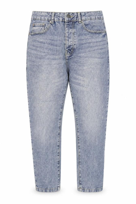 Boohoo MAN Mens Blue Cotton Tapered Jeans Size 32 in L25 in Regular Zip - Washed look