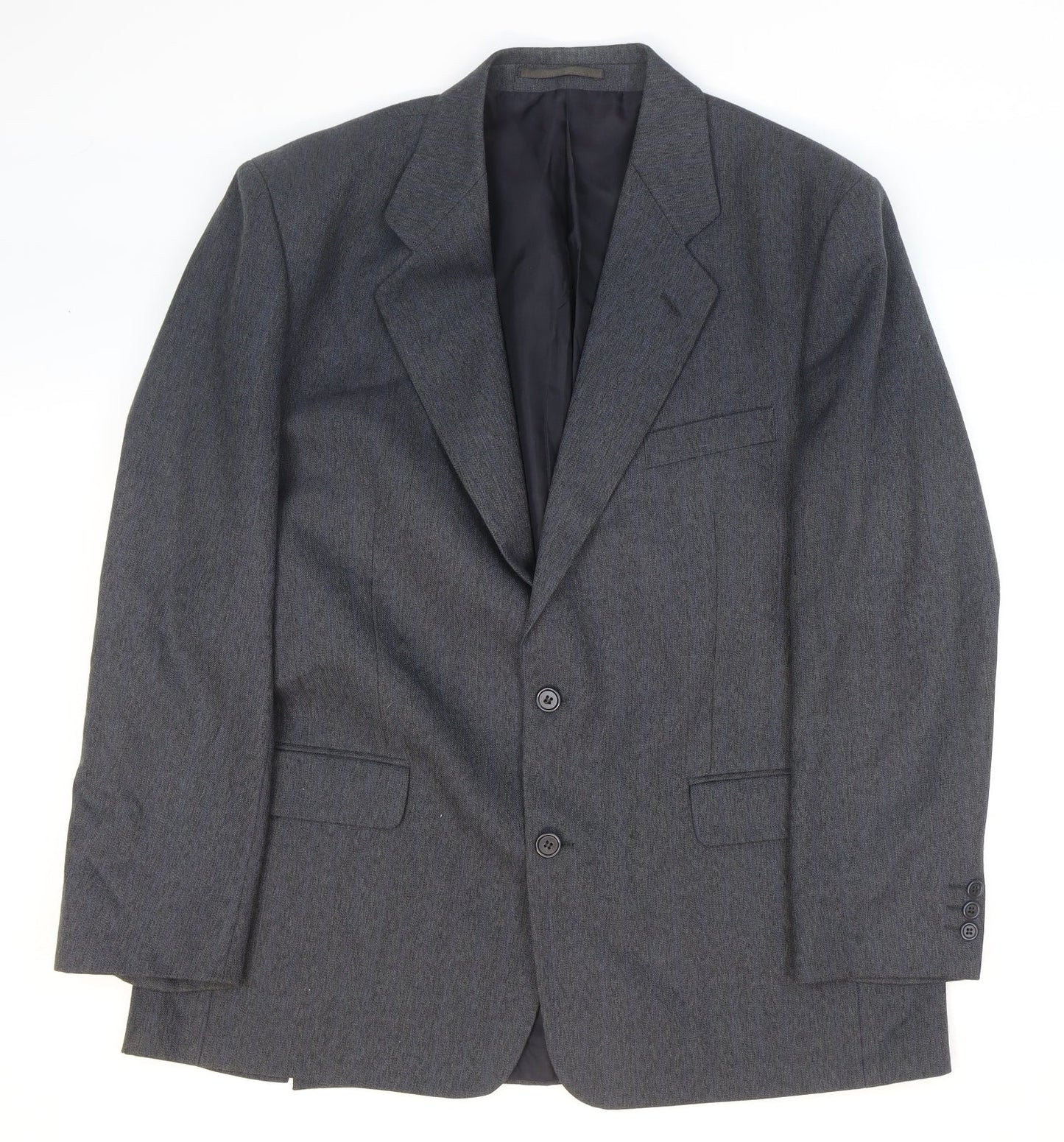 Greenwoods Mens Grey Striped Polyester Jacket Suit Jacket Size 42