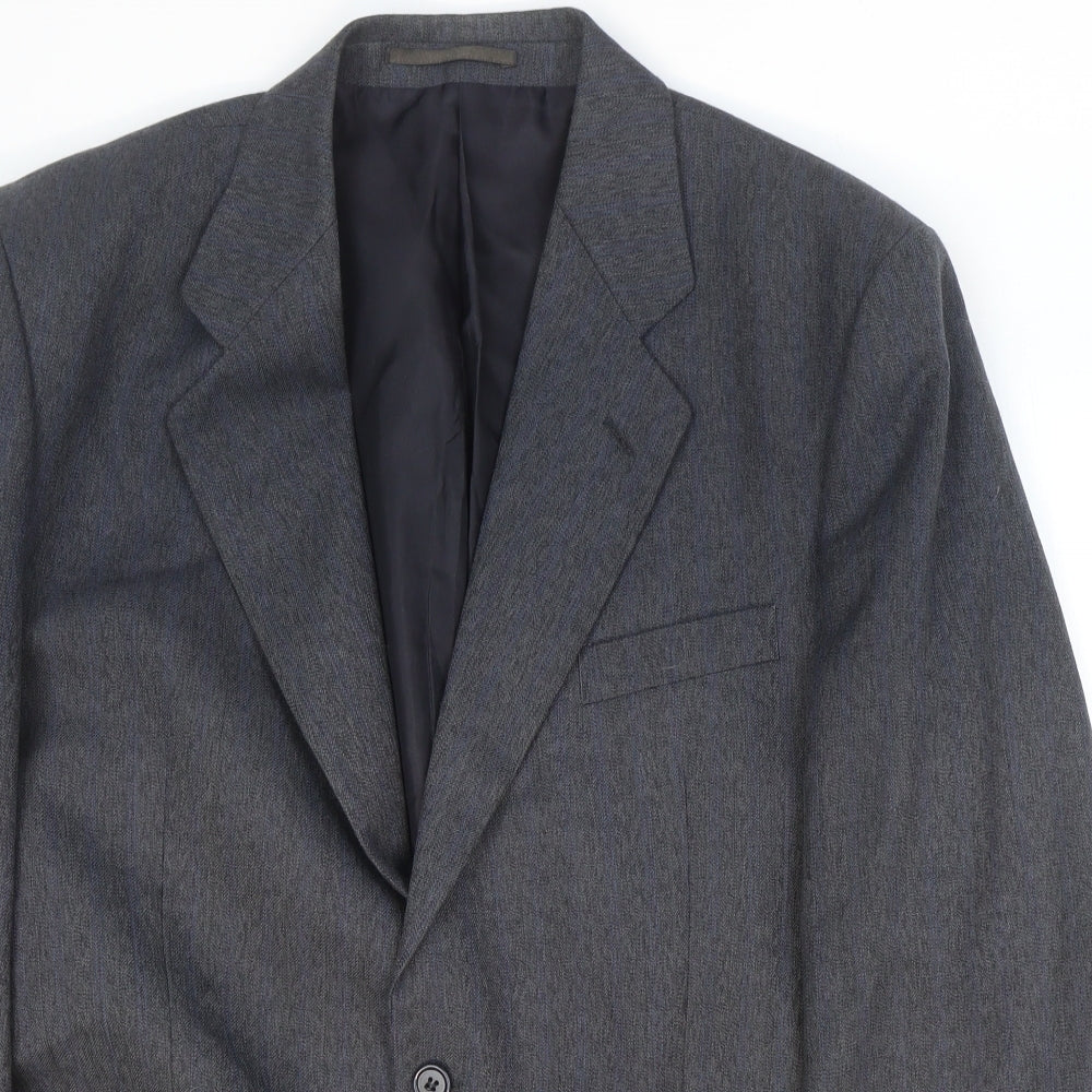 Greenwoods Mens Grey Striped Polyester Jacket Suit Jacket Size 42