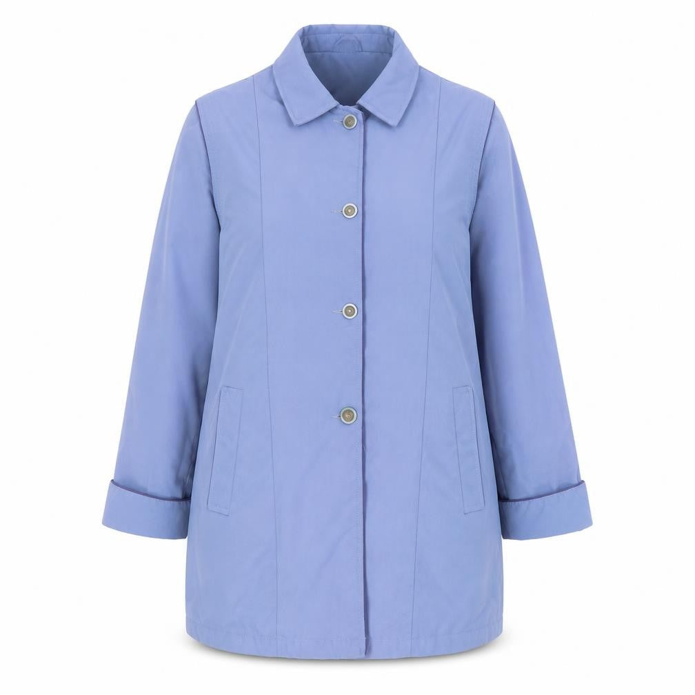 Deanes Womens Blue Trench Coat Coat Size 16 Button
