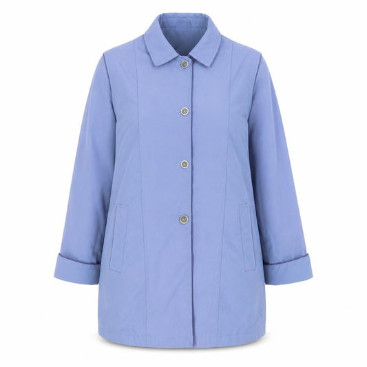 Deanes Womens Blue Trench Coat Coat Size 16 Button