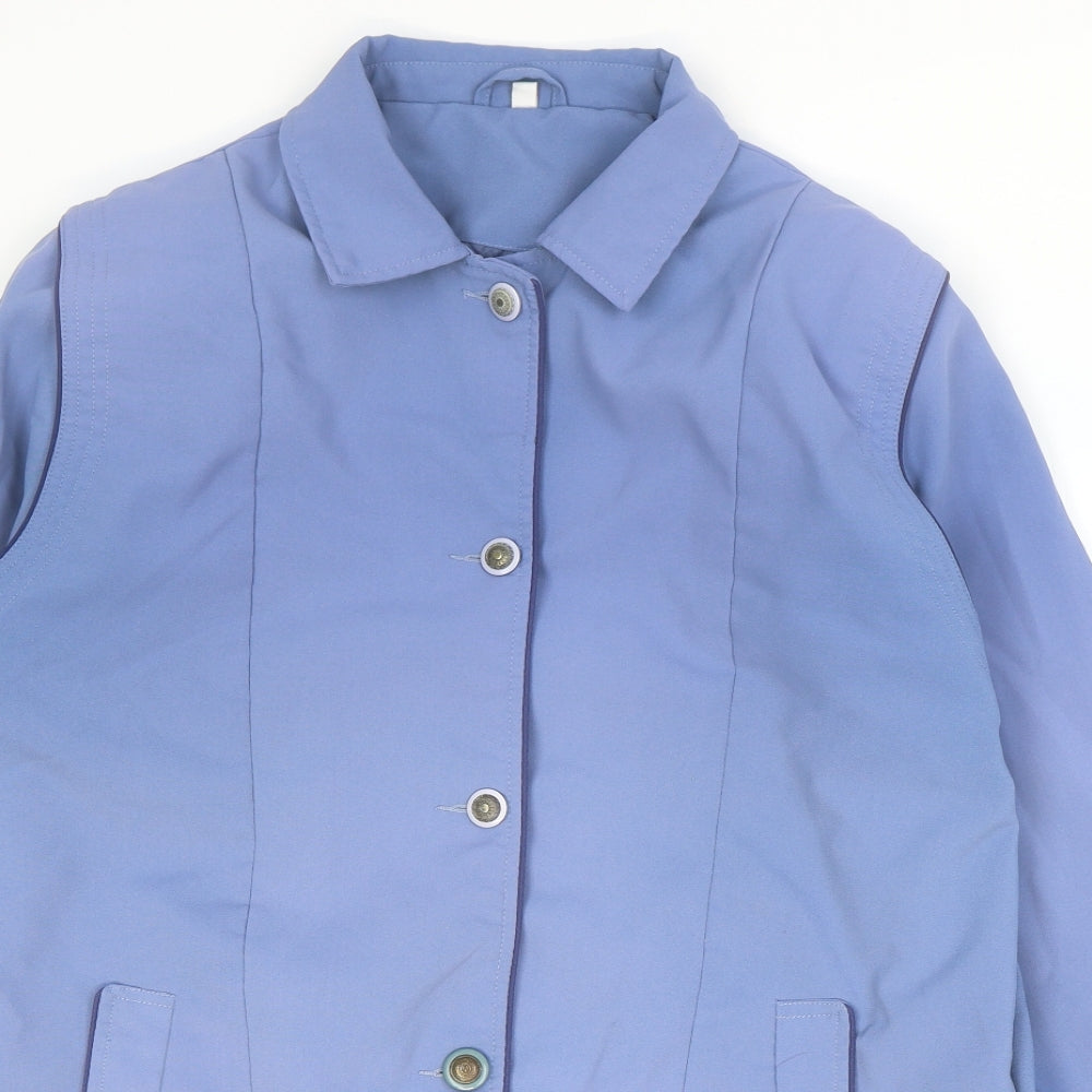 Deanes Womens Blue Trench Coat Coat Size 16 Button