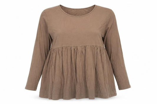 SHEIN Womens Brown Viscose Tunic T-Shirt Size L Round Neck