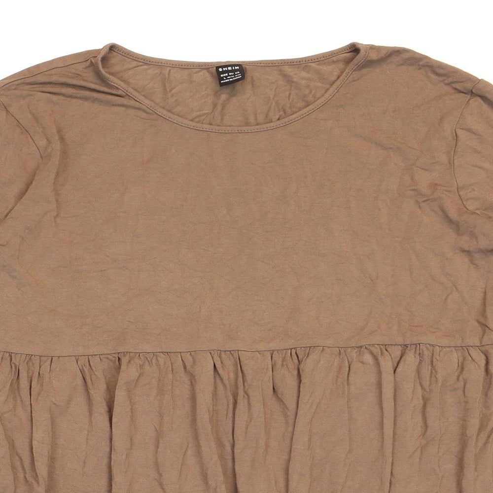 SheIn Womens Brown Viscose Tunic T-Shirt Size L Round Neck