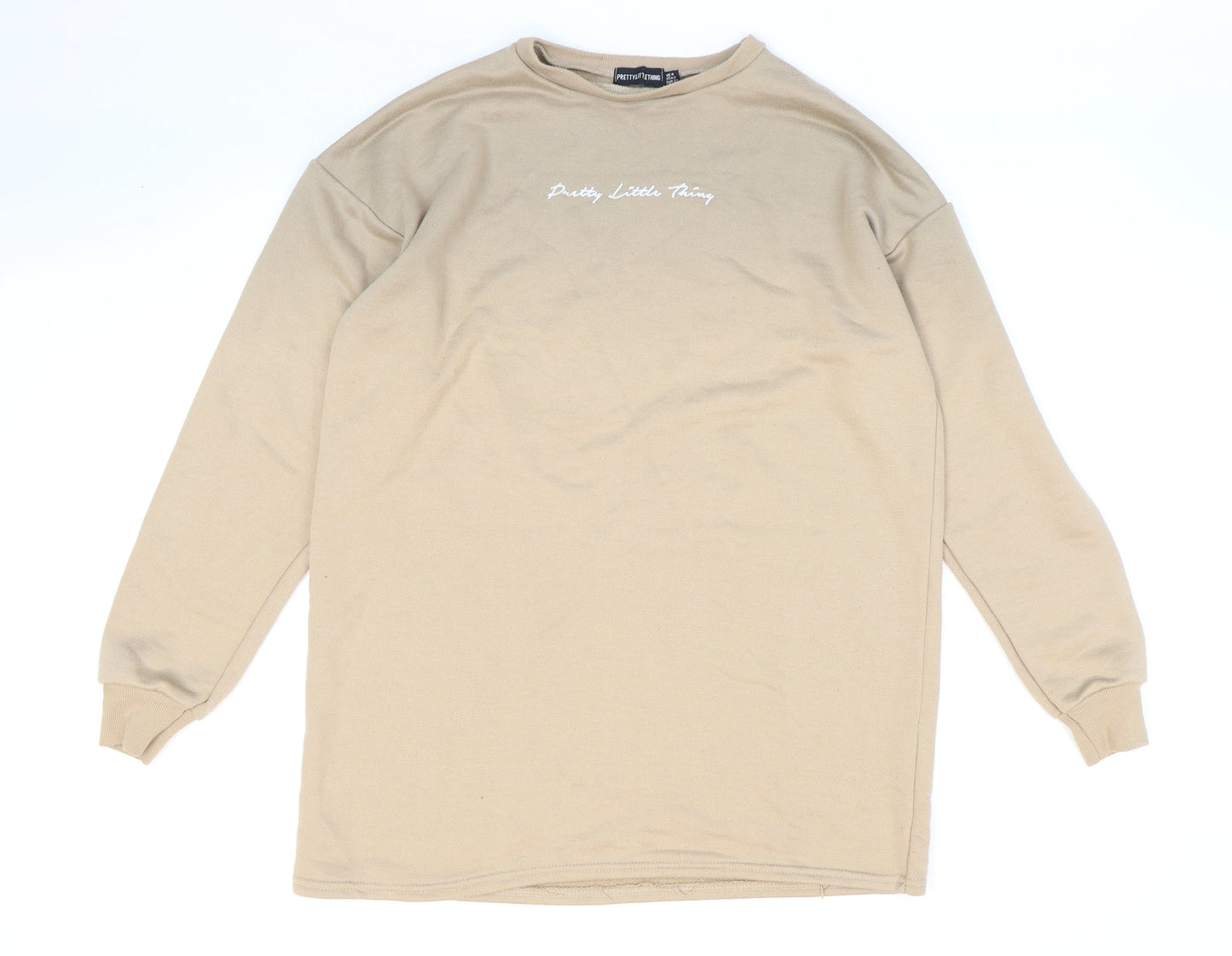 PRETTYLITTLETHING Womens Beige Polyester Pullover Sweatshirt Size 4 Pullover - Pretty Little Thing