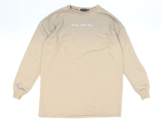 PRETTYLITTLETHING Womens Beige Polyester Pullover Sweatshirt Size 4 Pullover - Pretty Little Thing