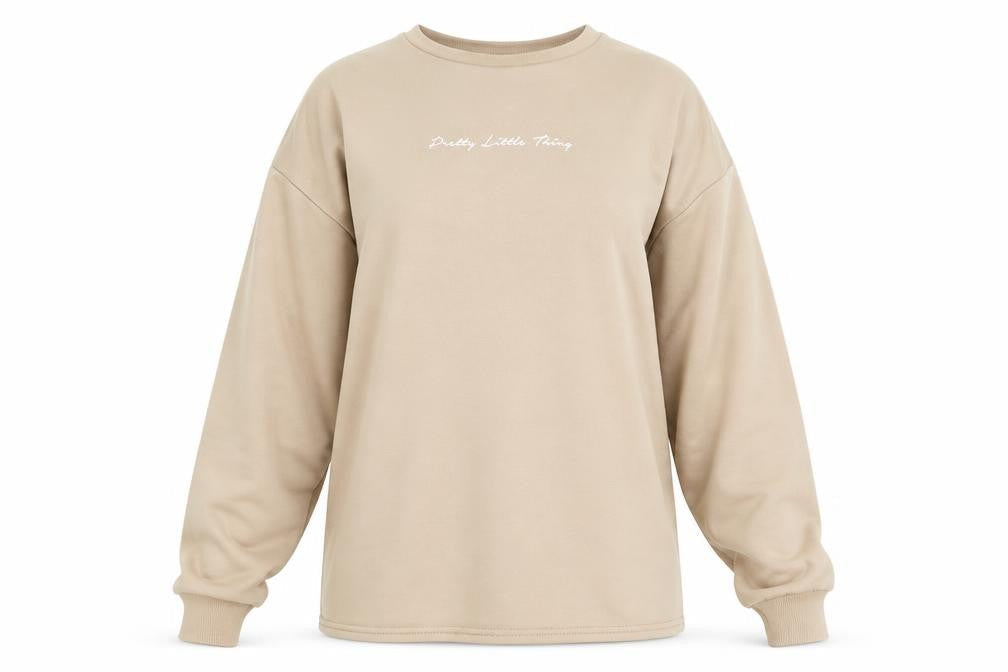 PRETTYLITTLETHING Womens Beige Polyester Pullover Sweatshirt Size 4 Pullover - Pretty Little Thing