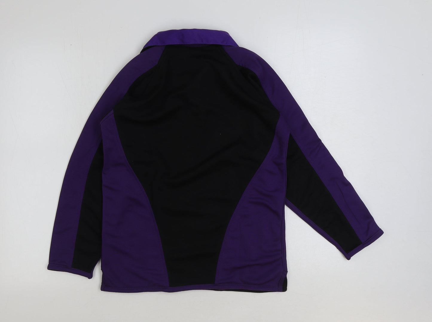 smartsportswear Girls Black Colourblock Polyester Basic T-Shirt Size L Collared Pullover