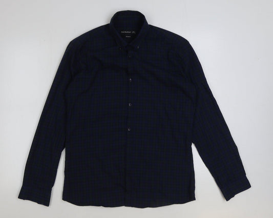 Cedar Wood State Mens Green Check Cotton Button-Up Size 15.5 Collared Button