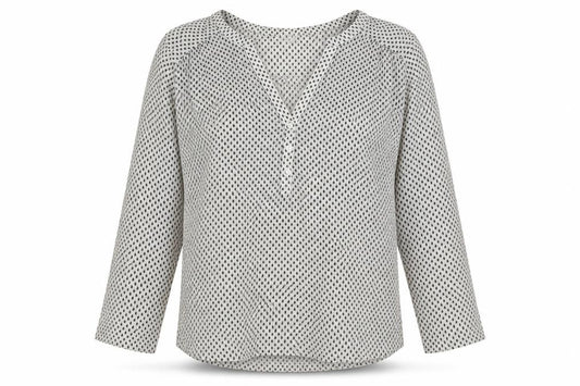 H&M Womens White Geometric Polyester Basic Blouse Size S Collared