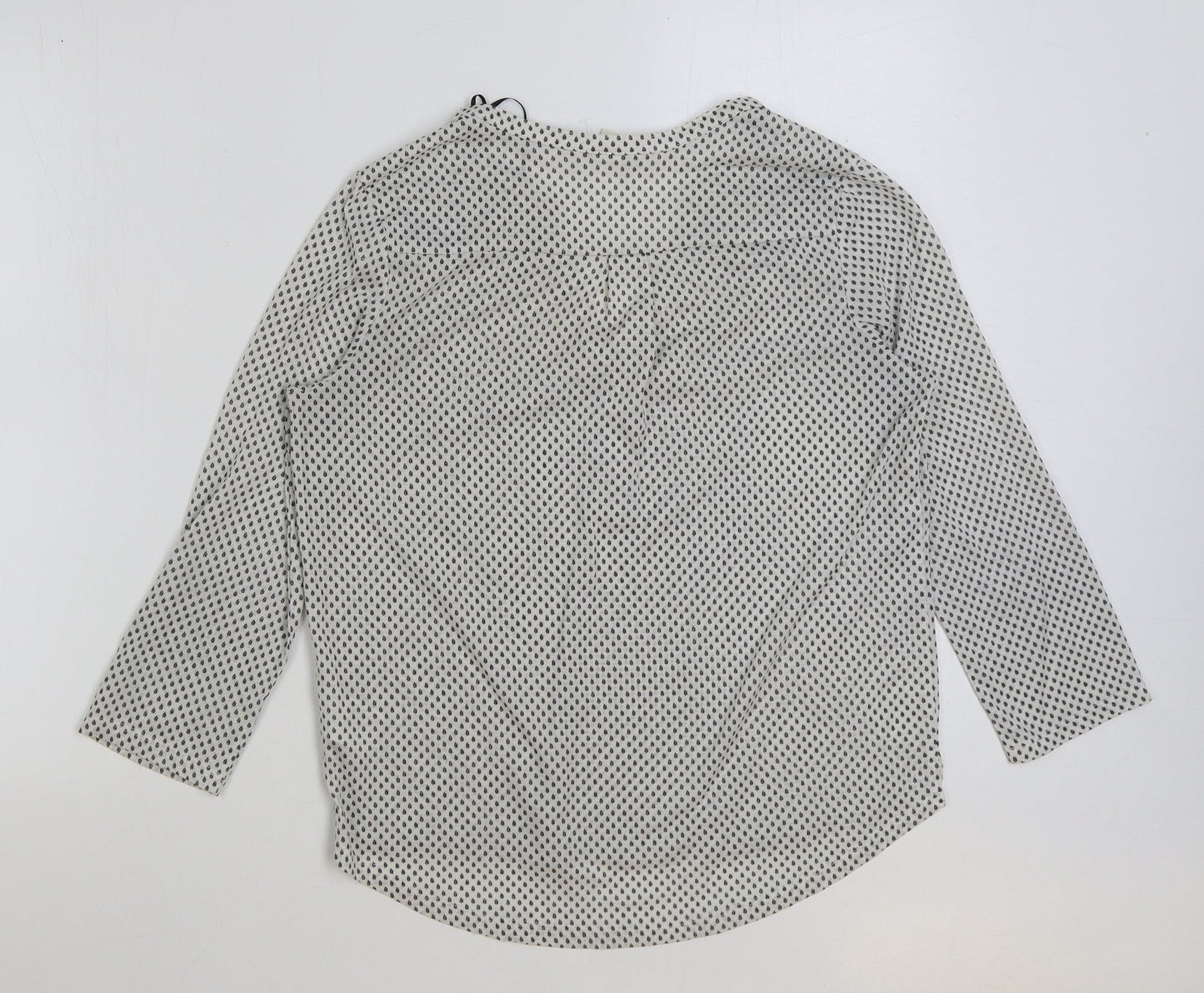 H&M Womens White Geometric Polyester Basic Blouse Size S Collared