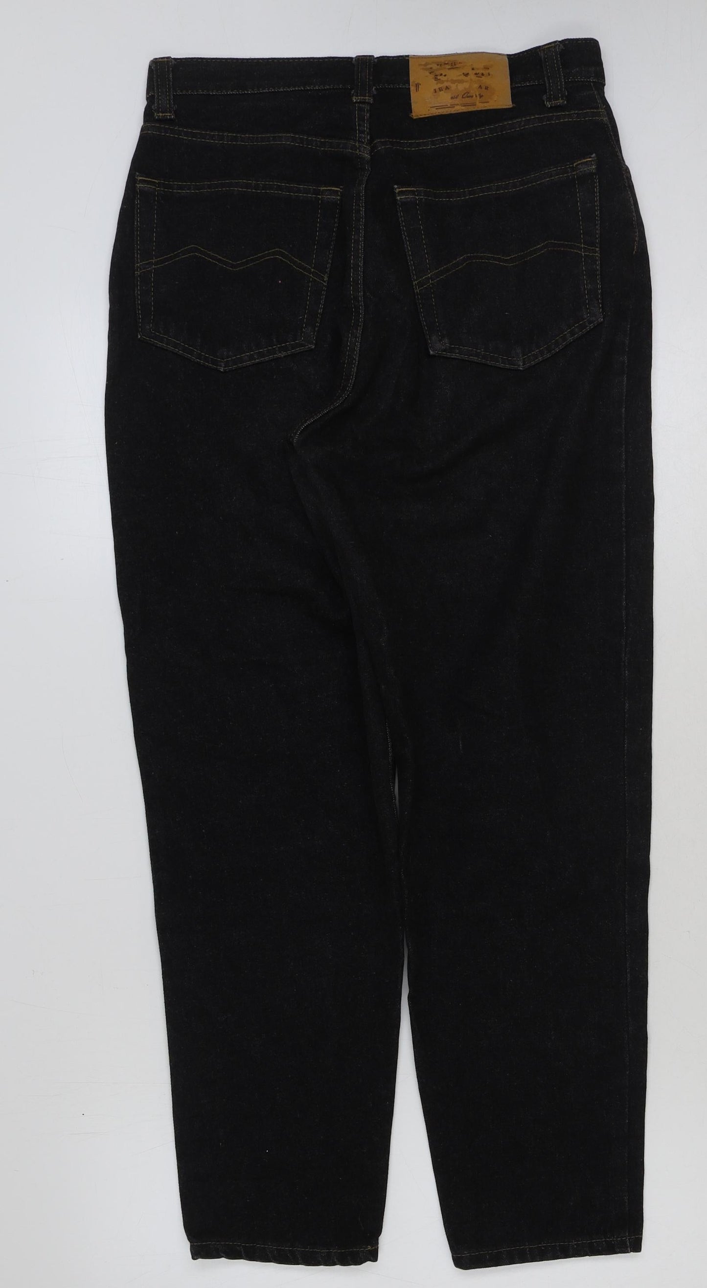 Preworn Mens Black Cotton Straight Jeans Size 30 in L28 in Regular Button