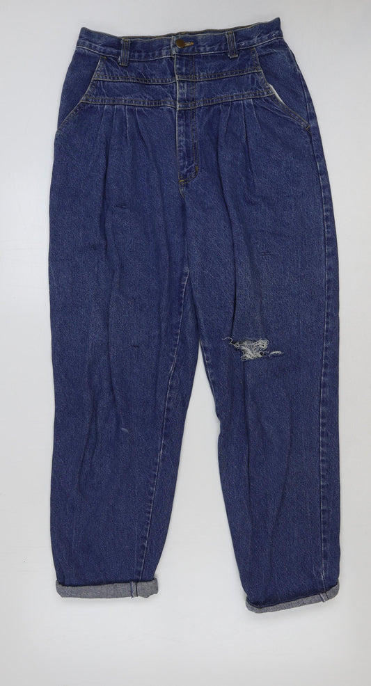 Preworn Womens Blue Cotton Mom Jeans Size 30 in L27 in Regular Button