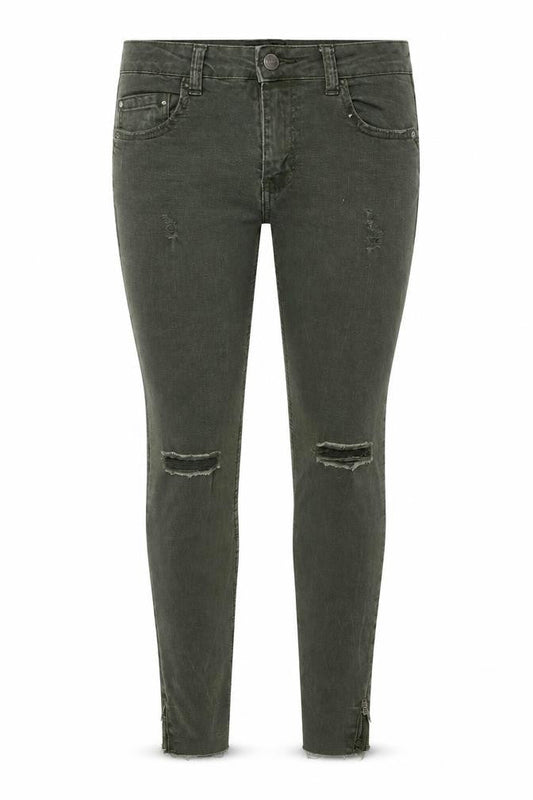 Bershka Womens Green Cotton Skinny Jeans Size 10 L27 in Regular Button
