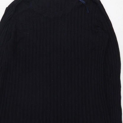Next Womens Blue Viscose A-Line Size 12 Scoop Neck Pullover - Striped