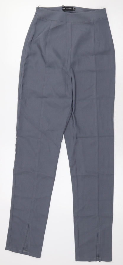 PRETTYLITTLETHING Womens Grey Polyester Trousers Size 6 L29.5 in Regular Zip