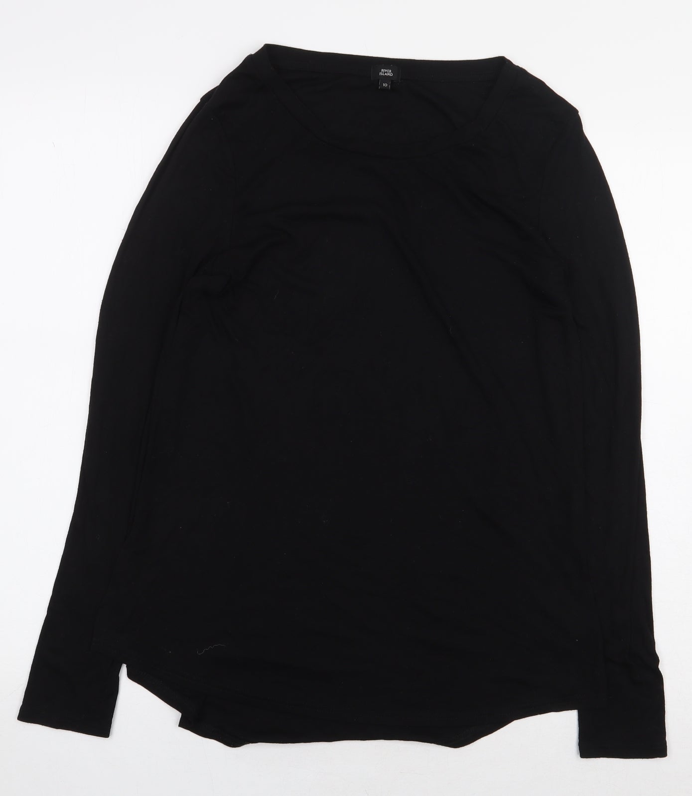 River Island Womens Black Viscose Basic T-Shirt Size 10 Boat Neck