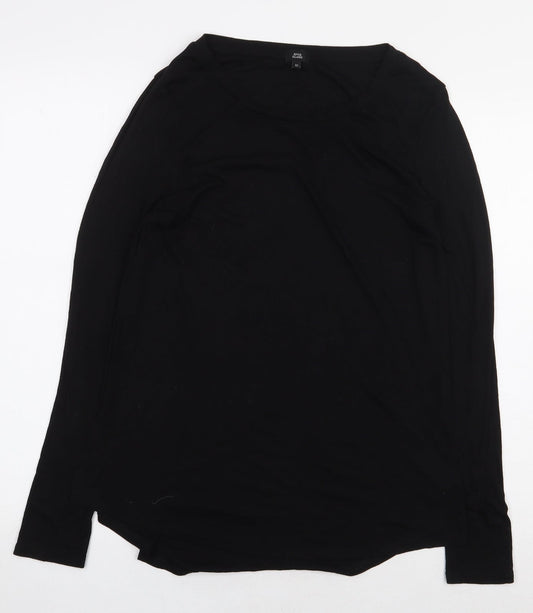 River Island Womens Black Viscose Basic T-Shirt Size 10 Boat Neck