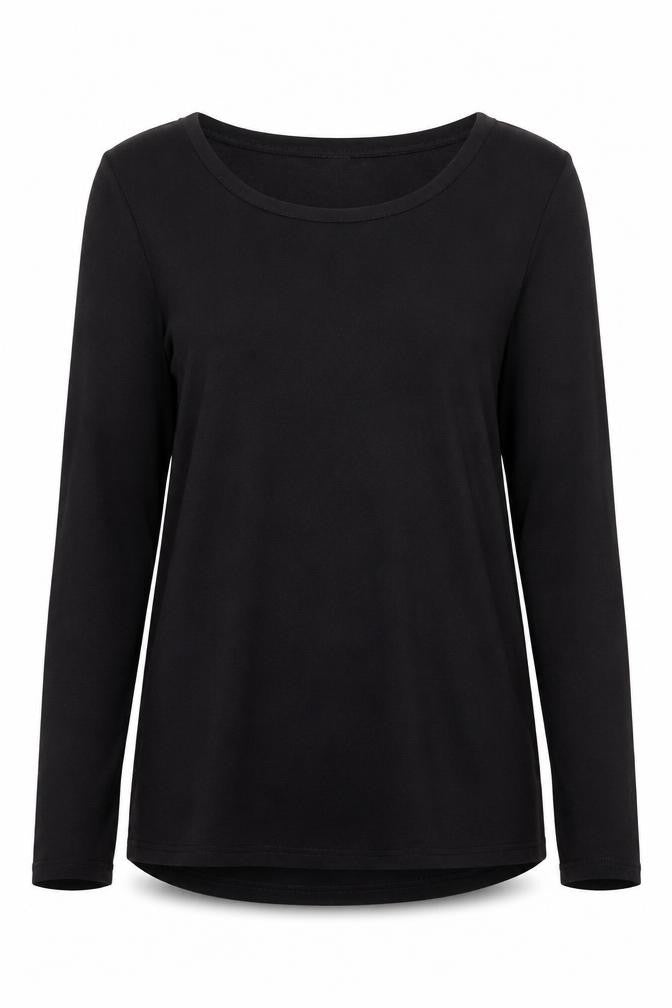 River Island Womens Black Viscose Basic T-Shirt Size 10 Boat Neck