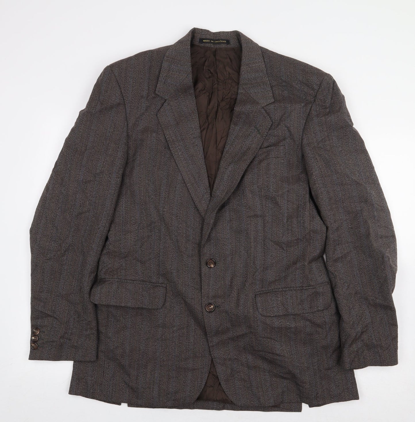 James Barry Mens Brown Striped Polyester Jacket Suit Jacket Size 40