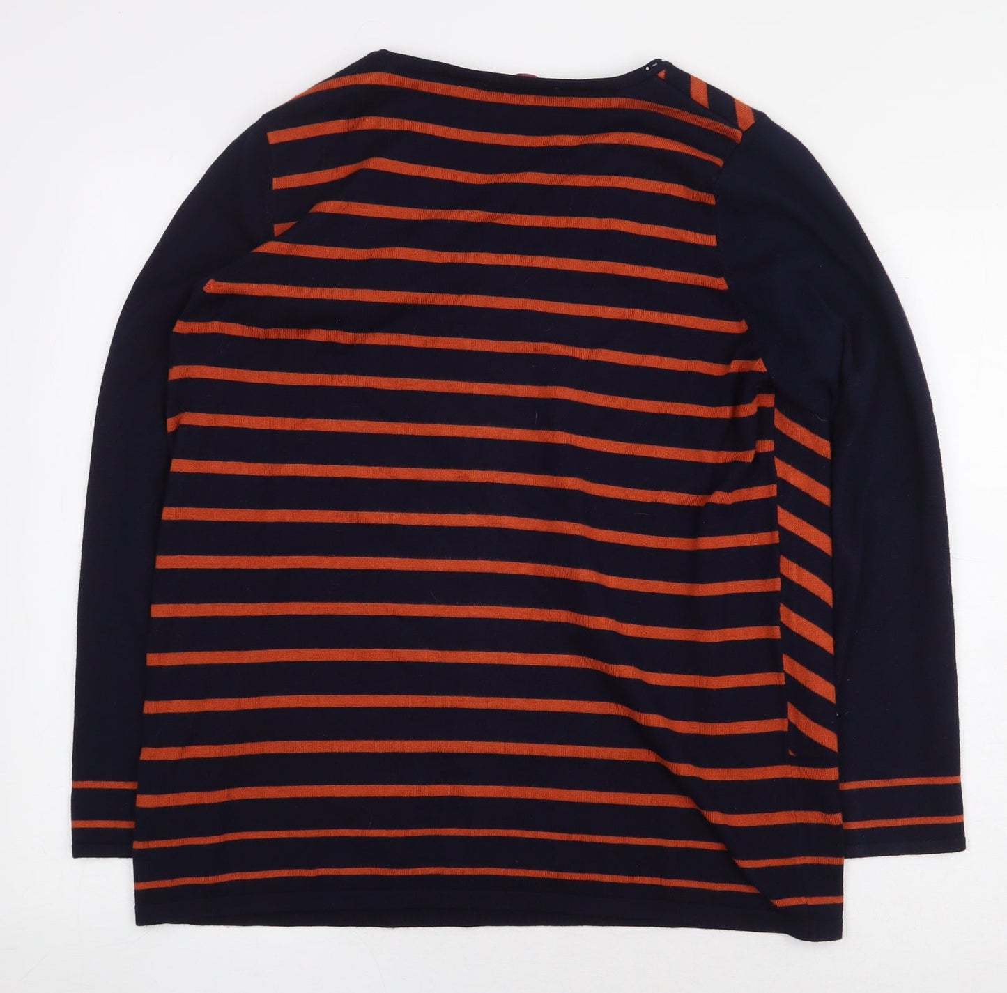Julipa Womens Blue Striped Viscose Pullover Sweatshirt Size 12 Pullover - V-Neck