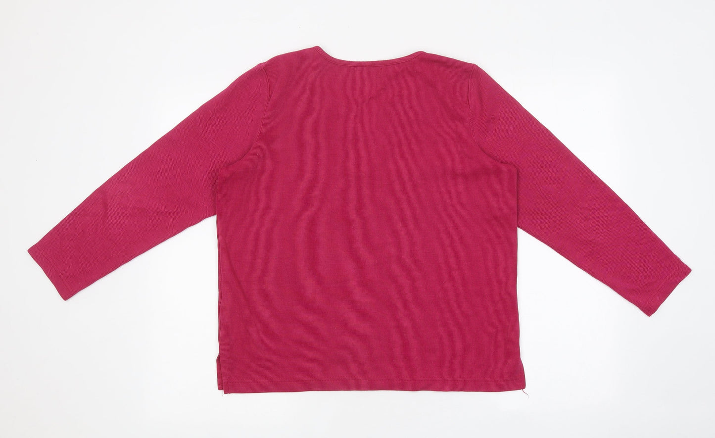BM Womens Pink Polyester Basic T-Shirt Size S V-Neck