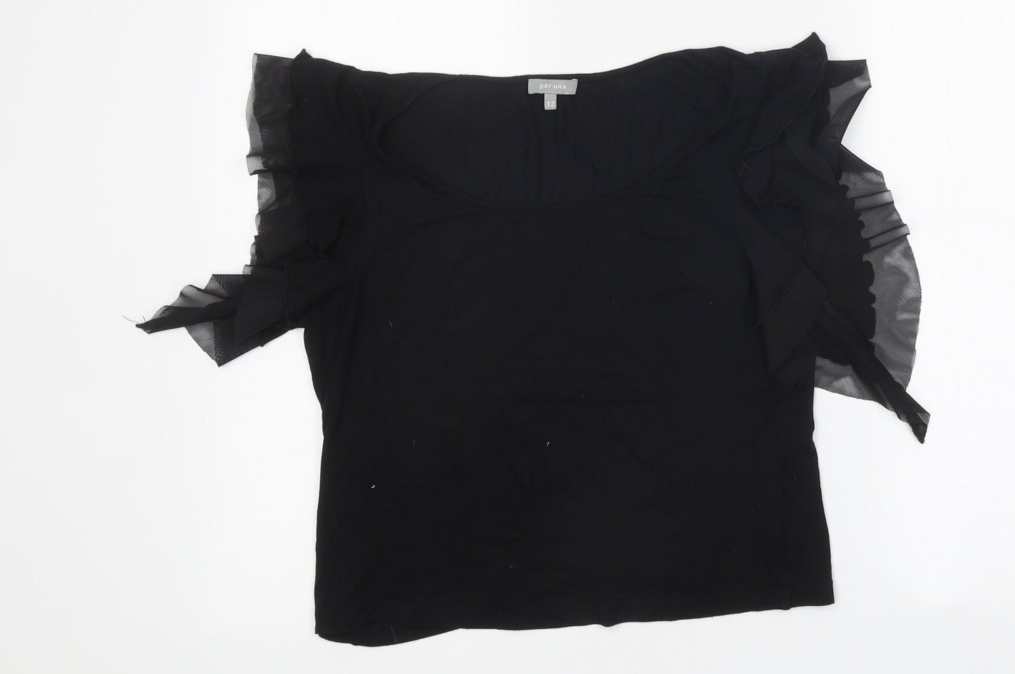 Marks and Spencer Womens Black Polyester Basic T-Shirt Size 12 Round Neck