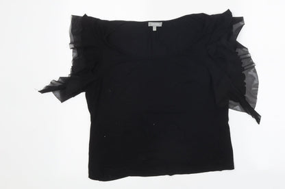 Marks & Spencer Womens Black Polyester Basic T-Shirt Size 12 Round Neck