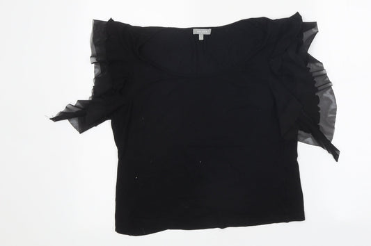 Marks and Spencer Womens Black Polyester Basic T-Shirt Size 12 Round Neck