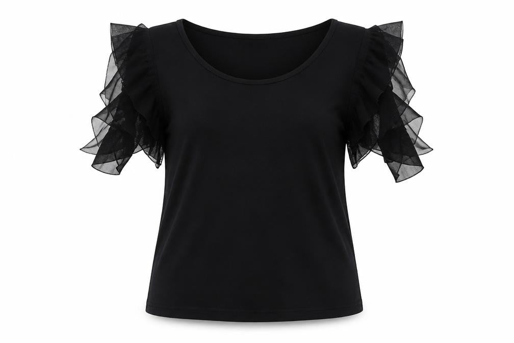 Marks & Spencer Womens Black Polyester Basic T-Shirt Size 12 Round Neck