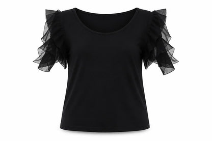 Marks & Spencer Womens Black Polyester Basic T-Shirt Size 12 Round Neck