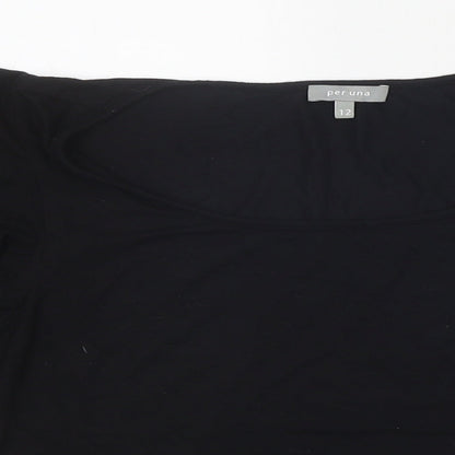 Marks & Spencer Womens Black Polyester Basic T-Shirt Size 12 Round Neck
