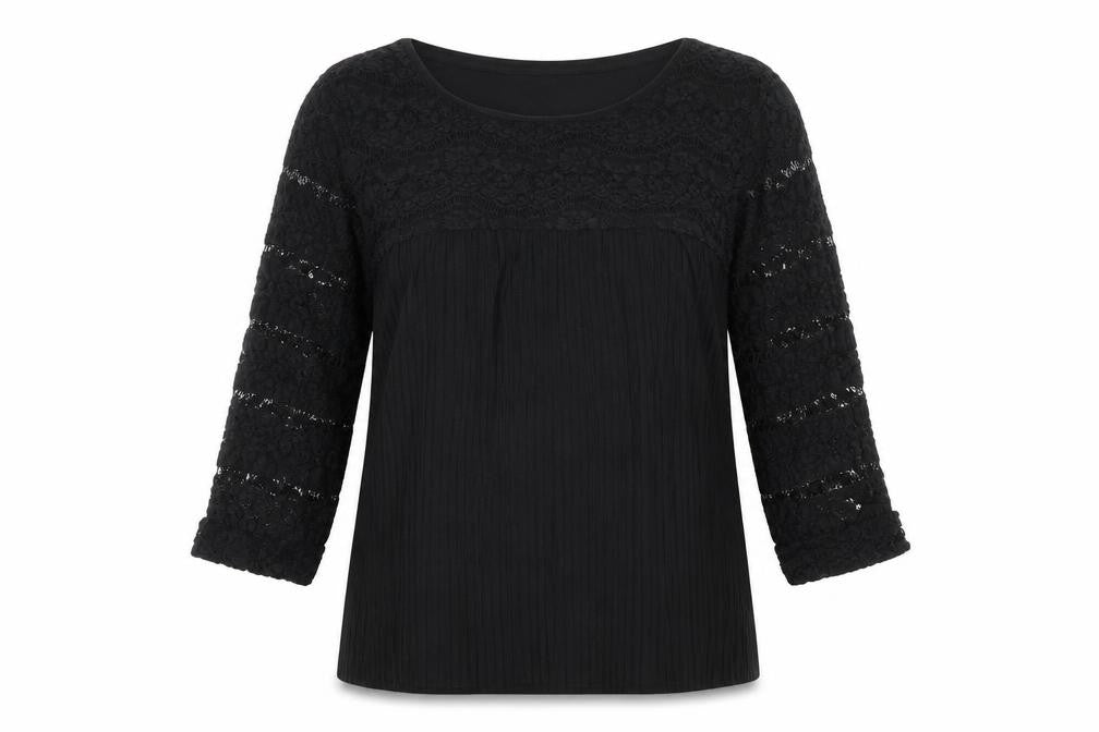 Dorohty Perkins Womens Black Polyester Basic T-Shirt Size 10 Round Neck